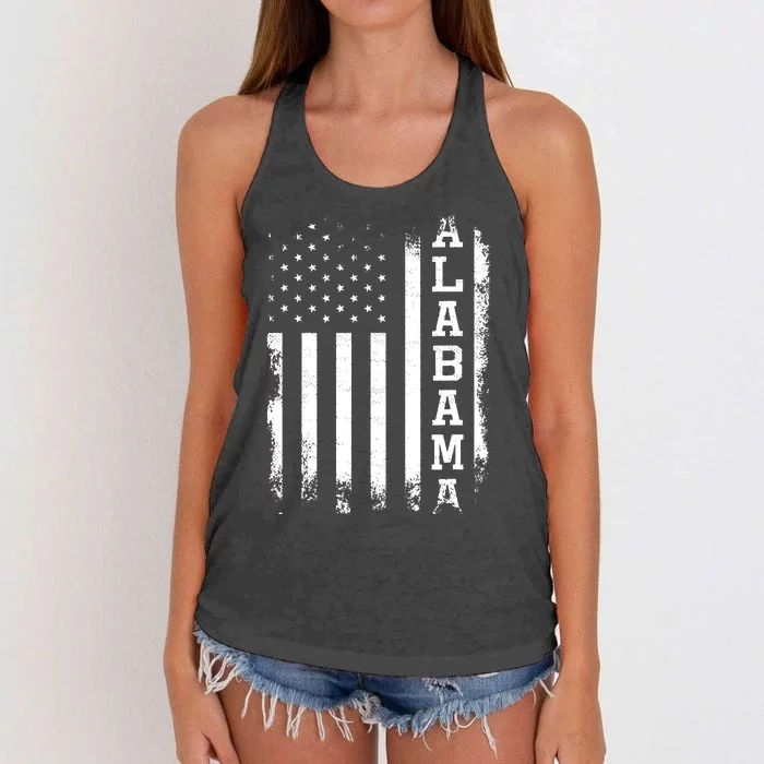 Alabama American Flag Vintage Women's Knotted Racerback Tank