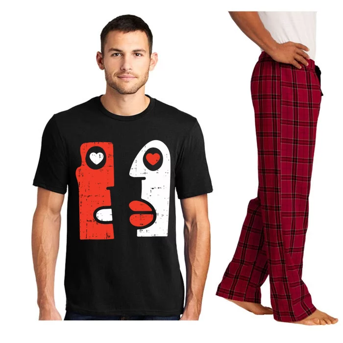 Abstract Art Face Valentines Day Drawing Painting Heart Funny Gift Pajama Set