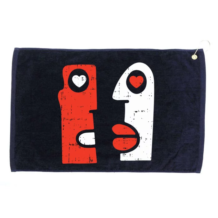 Abstract Art Face Valentines Day Drawing Painting Heart Funny Gift Grommeted Golf Towel