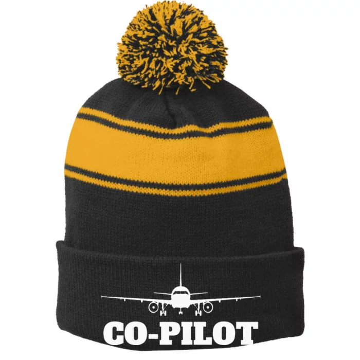 Aviation Airplane Flying Airline CoPilot Pilot Gift Stripe Pom Pom Beanie