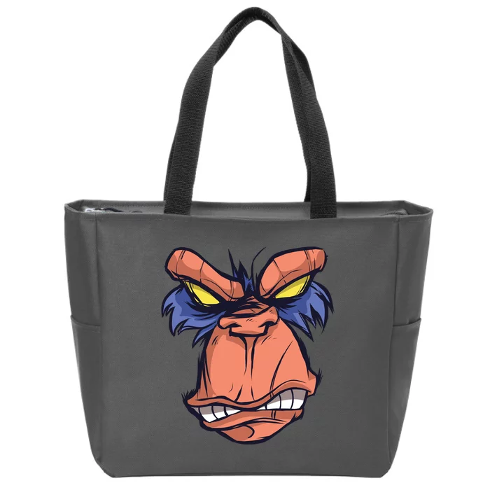 Angry Ape Face Zip Tote Bag