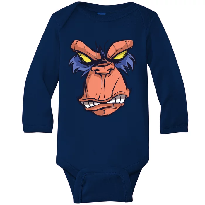 Angry Ape Face Baby Long Sleeve Bodysuit