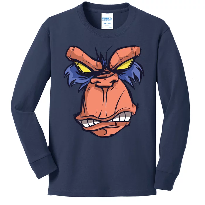 Angry Ape Face Kids Long Sleeve Shirt