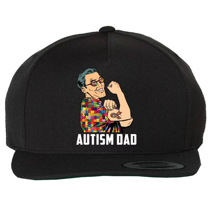 Autism Awareness Father Autistic Proud Autism Dad Funny Gift Wool Snapback Cap