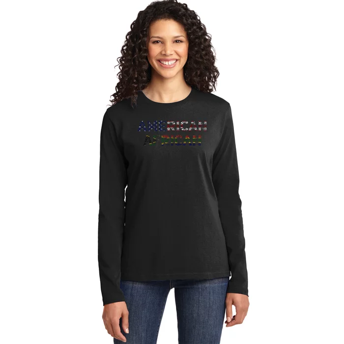 American African; Fusion Of American Spirit & African Roots Ladies Long Sleeve Shirt