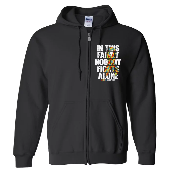 Autism Awareness Family Support Mom Autism Awareness Full Zip Hoodie