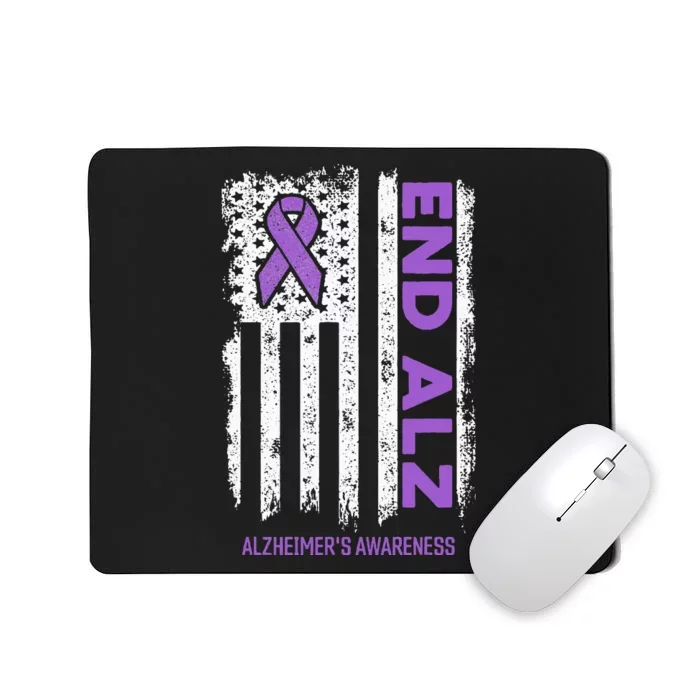 Alzheimers American Flag End Alz Alzheimers Awareness Mousepad