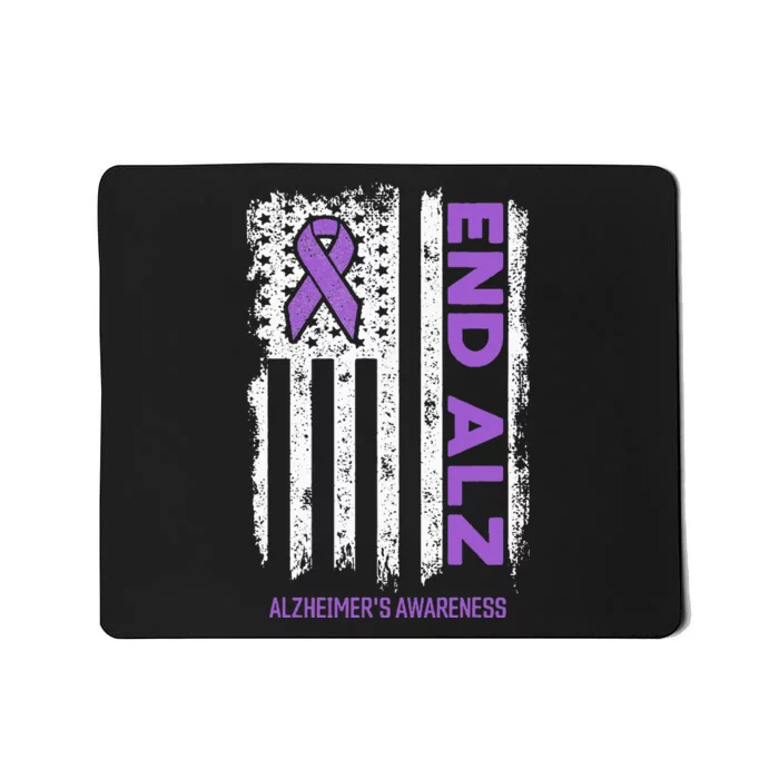 Alzheimers American Flag End Alz Alzheimers Awareness Mousepad