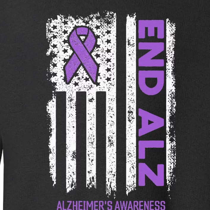 Alzheimers American Flag End Alz Alzheimers Awareness Toddler Sweatshirt