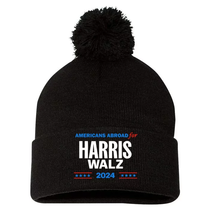 Americans Abroad For Harris Walz 2024 Pom Pom 12in Knit Beanie