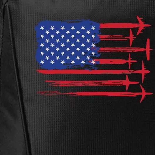 Aircraft American Flag Airplane Pilot 4th Of July Aviation City Backpack