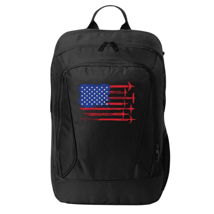 Aircraft American Flag Airplane Pilot 4th Of July Aviation City Backpack