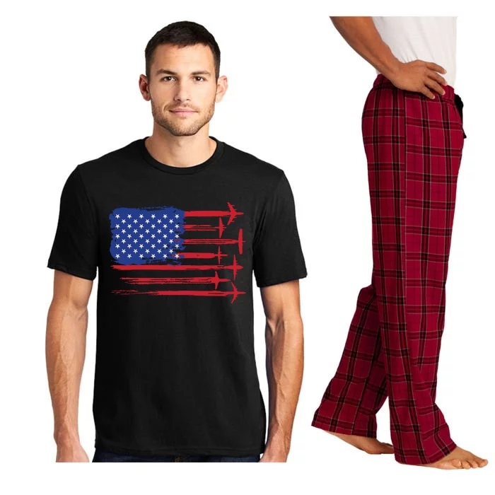 Aircraft American Flag Airplane Pilot 4th Of July Aviation Pajama Set