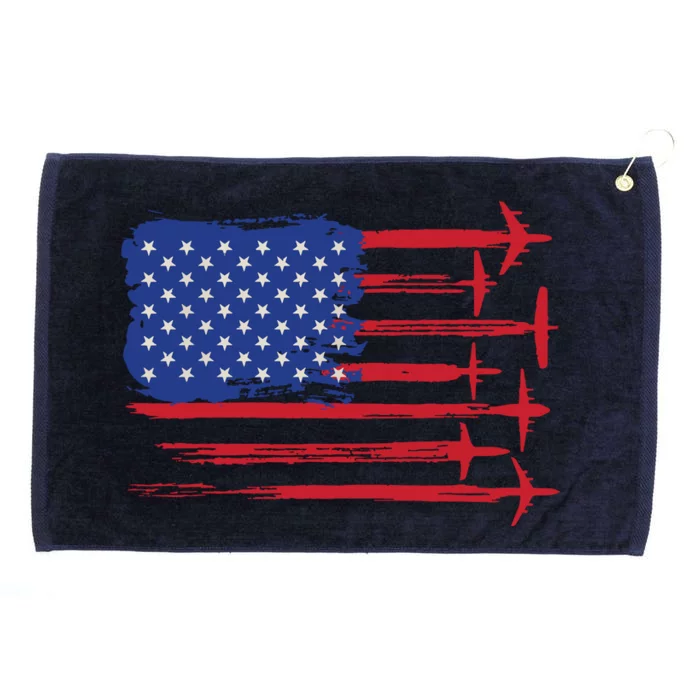 Aircraft American Flag Airplane Pilot 4th Of July Aviation Grommeted Golf Towel