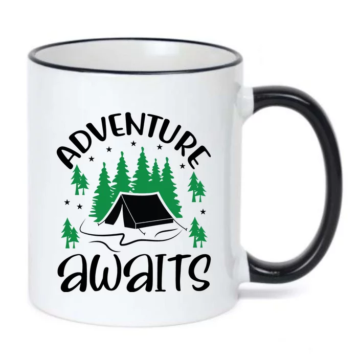 Adventure Awaits Funny Camping Black Color Changing Mug