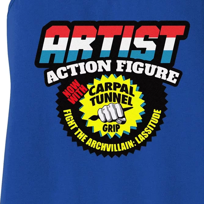 Artist Action Figure With Carpal Tunnel Grip Women's Racerback Tank