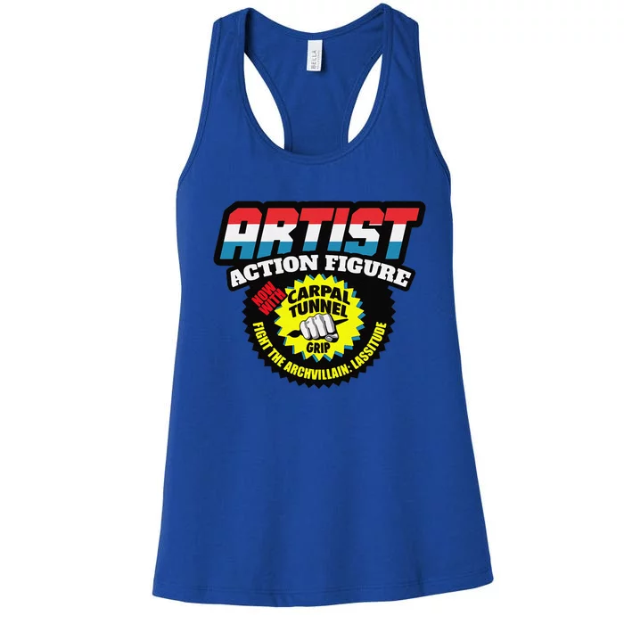 Artist Action Figure With Carpal Tunnel Grip Women's Racerback Tank