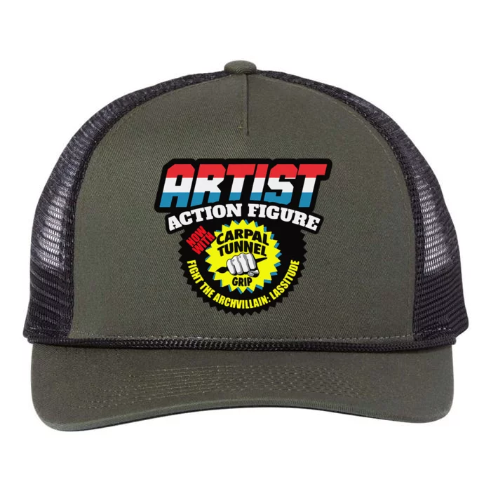 Artist Action Figure With Carpal Tunnel Grip Retro Rope Trucker Hat Cap