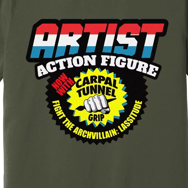 Artist Action Figure With Carpal Tunnel Grip Premium T-Shirt