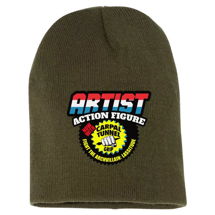 Artist Action Figure With Carpal Tunnel Grip Short Acrylic Beanie