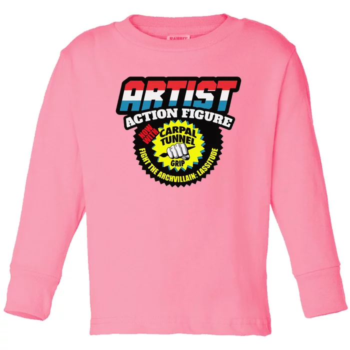 Artist Action Figure With Carpal Tunnel Grip Toddler Long Sleeve Shirt