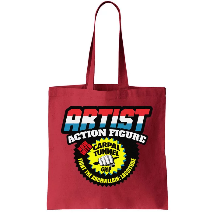 Artist Action Figure With Carpal Tunnel Grip Tote Bag