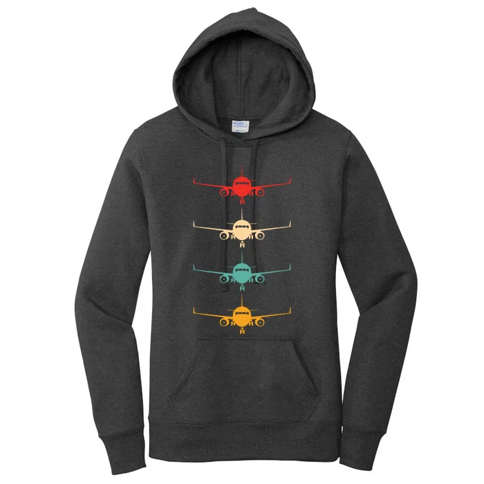 Aviation Airplane Flying Airline Funny Vintage Pilot Women's Pullover Hoodie