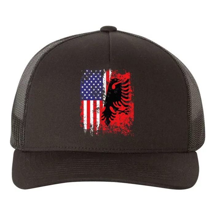 Albanian American Flag Patriotic USA Albania Flag Yupoong Adult 5-Panel Trucker Hat