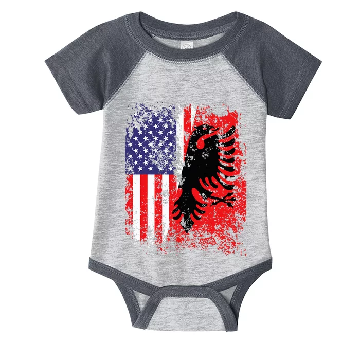 Albanian American Flag Patriotic USA Albania Flag Infant Baby Jersey Bodysuit