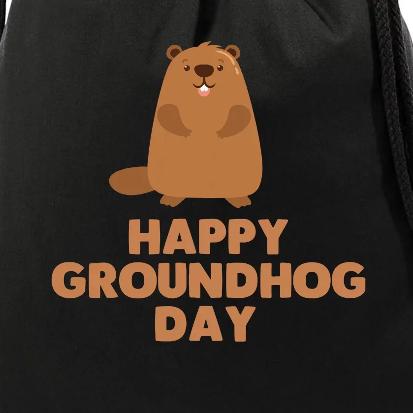 Awesome And Funny Happy Groundhog Day Drawstring Bag