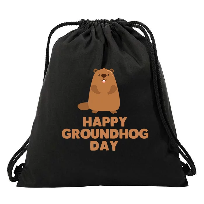 Awesome And Funny Happy Groundhog Day Drawstring Bag