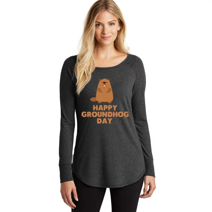 Awesome And Funny Happy Groundhog Day Women's Perfect Tri Tunic Long Sleeve Shirt