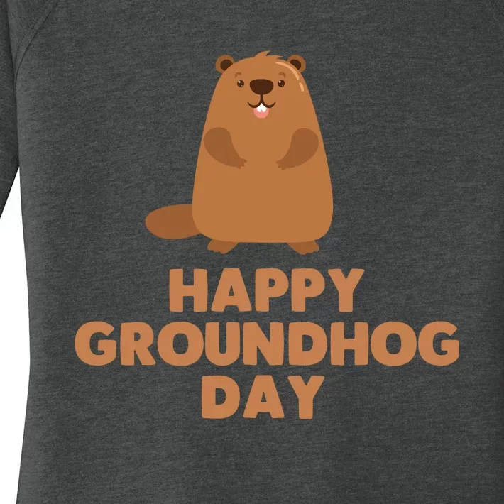 Awesome And Funny Happy Groundhog Day Women's Perfect Tri Tunic Long Sleeve Shirt