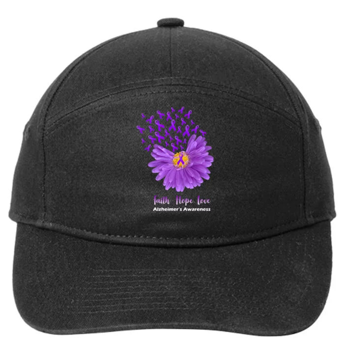 Alzheimer's Awareness Faith Hope Love 7-Panel Snapback Hat