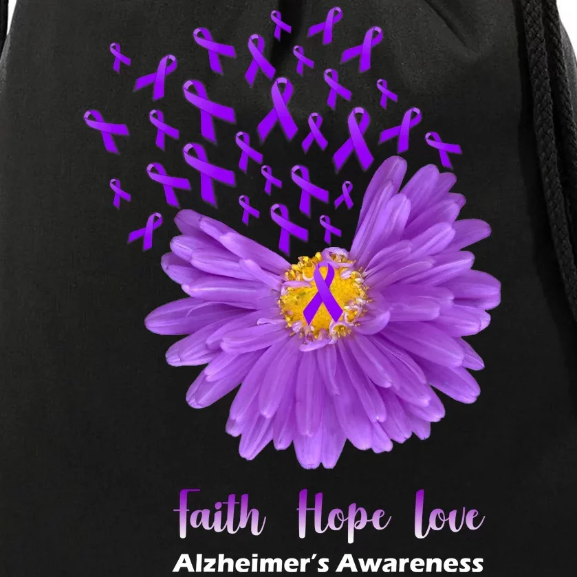 Alzheimer's Awareness Faith Hope Love Drawstring Bag