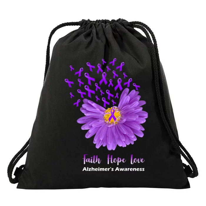 Alzheimer's Awareness Faith Hope Love Drawstring Bag