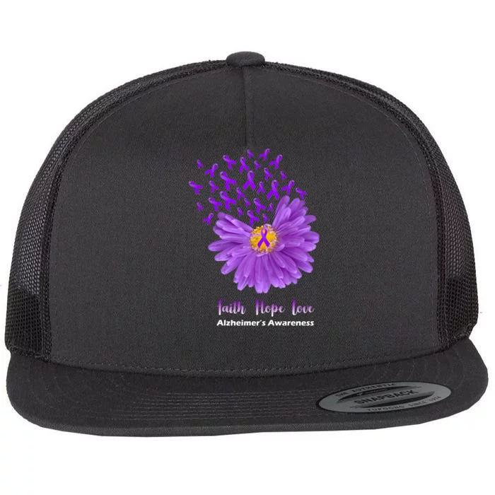 Alzheimer's Awareness Faith Hope Love Flat Bill Trucker Hat