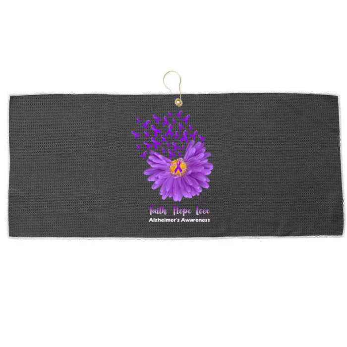 Alzheimer's Awareness Faith Hope Love Large Microfiber Waffle Golf Towel