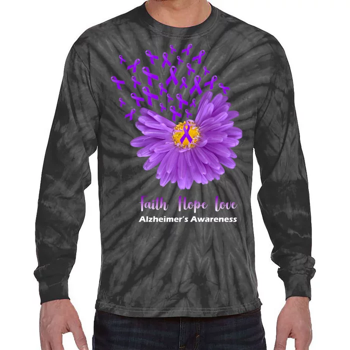 Alzheimer's Awareness Faith Hope Love Tie-Dye Long Sleeve Shirt