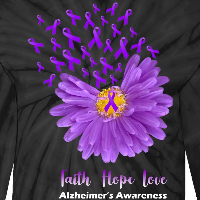 Alzheimer's Awareness Faith Hope Love Tie-Dye Long Sleeve Shirt