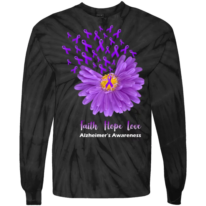 Alzheimer's Awareness Faith Hope Love Tie-Dye Long Sleeve Shirt