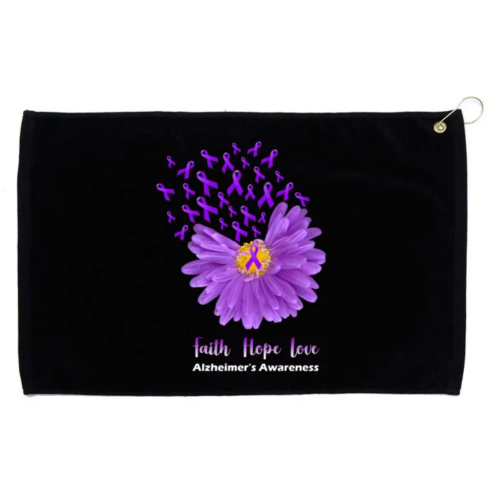 Alzheimer's Awareness Faith Hope Love Grommeted Golf Towel