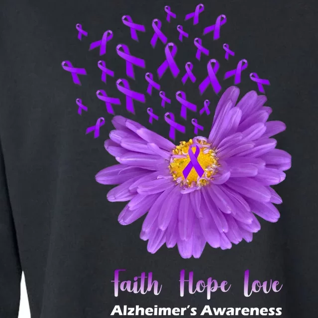 Alzheimer's Awareness Faith Hope Love Cropped Pullover Crew