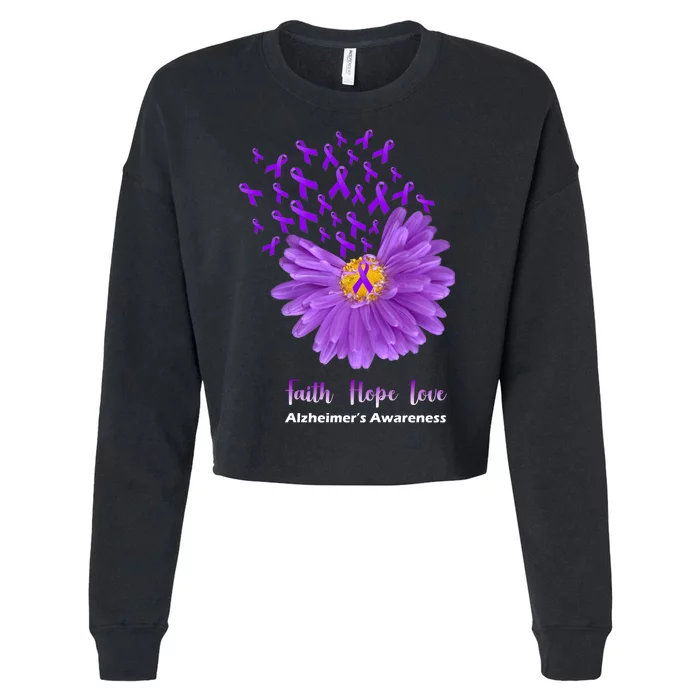 Alzheimer's Awareness Faith Hope Love Cropped Pullover Crew