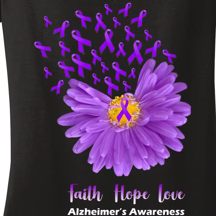 Alzheimer's Awareness Faith Hope Love Women's V-Neck T-Shirt