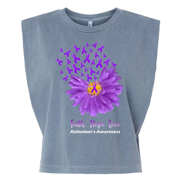 Alzheimer's Awareness Faith Hope Love Garment-Dyed Women's Muscle Tee