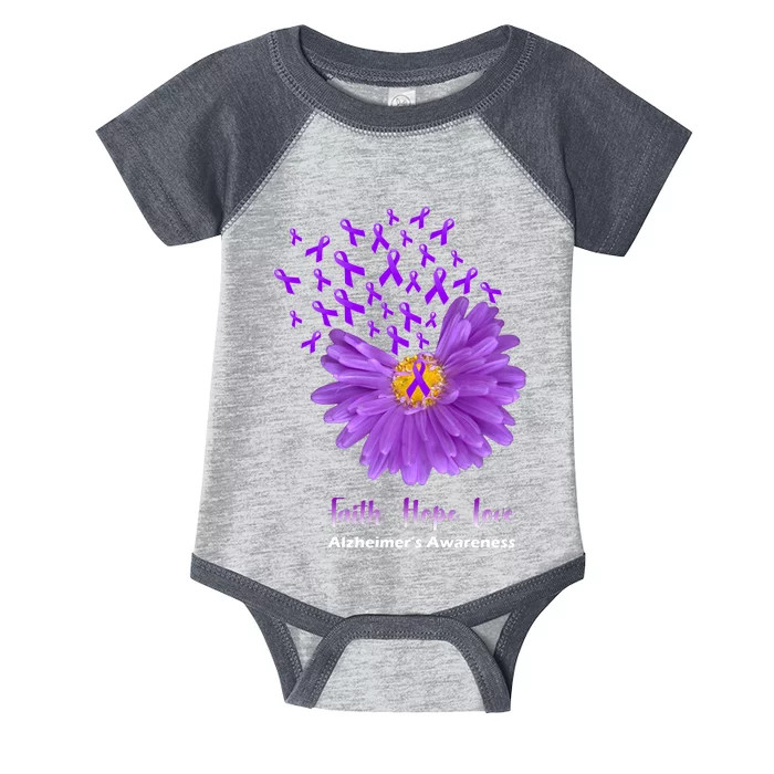 Alzheimer's Awareness Faith Hope Love Infant Baby Jersey Bodysuit