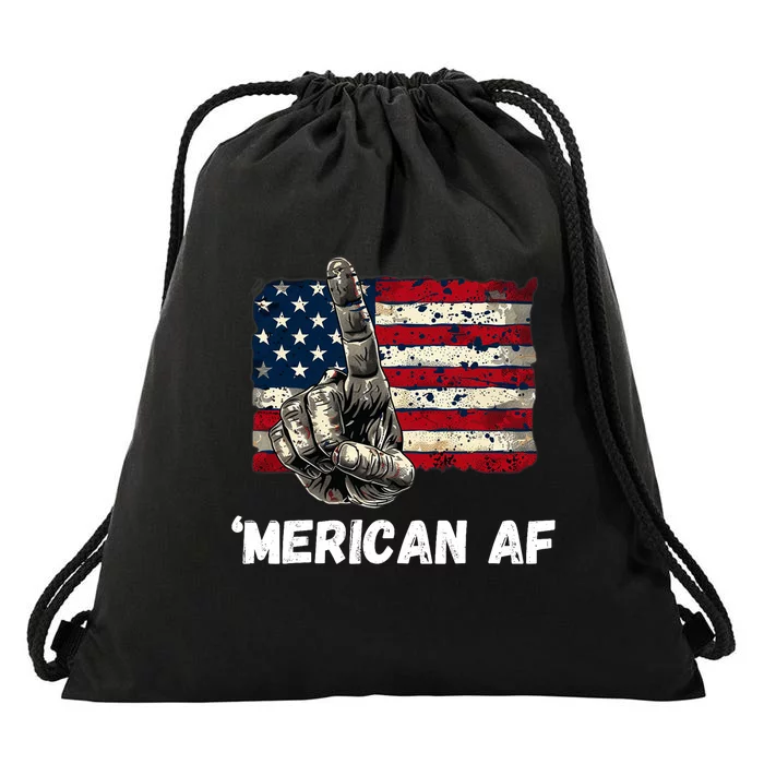 American’Merican Af Flag 4th Of July Patriotic Gift Drawstring Bag