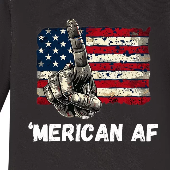 American’Merican Af Flag 4th Of July Patriotic Gift Baby Long Sleeve Bodysuit