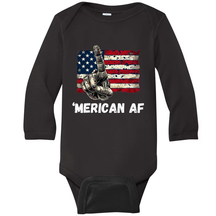 American’Merican Af Flag 4th Of July Patriotic Gift Baby Long Sleeve Bodysuit